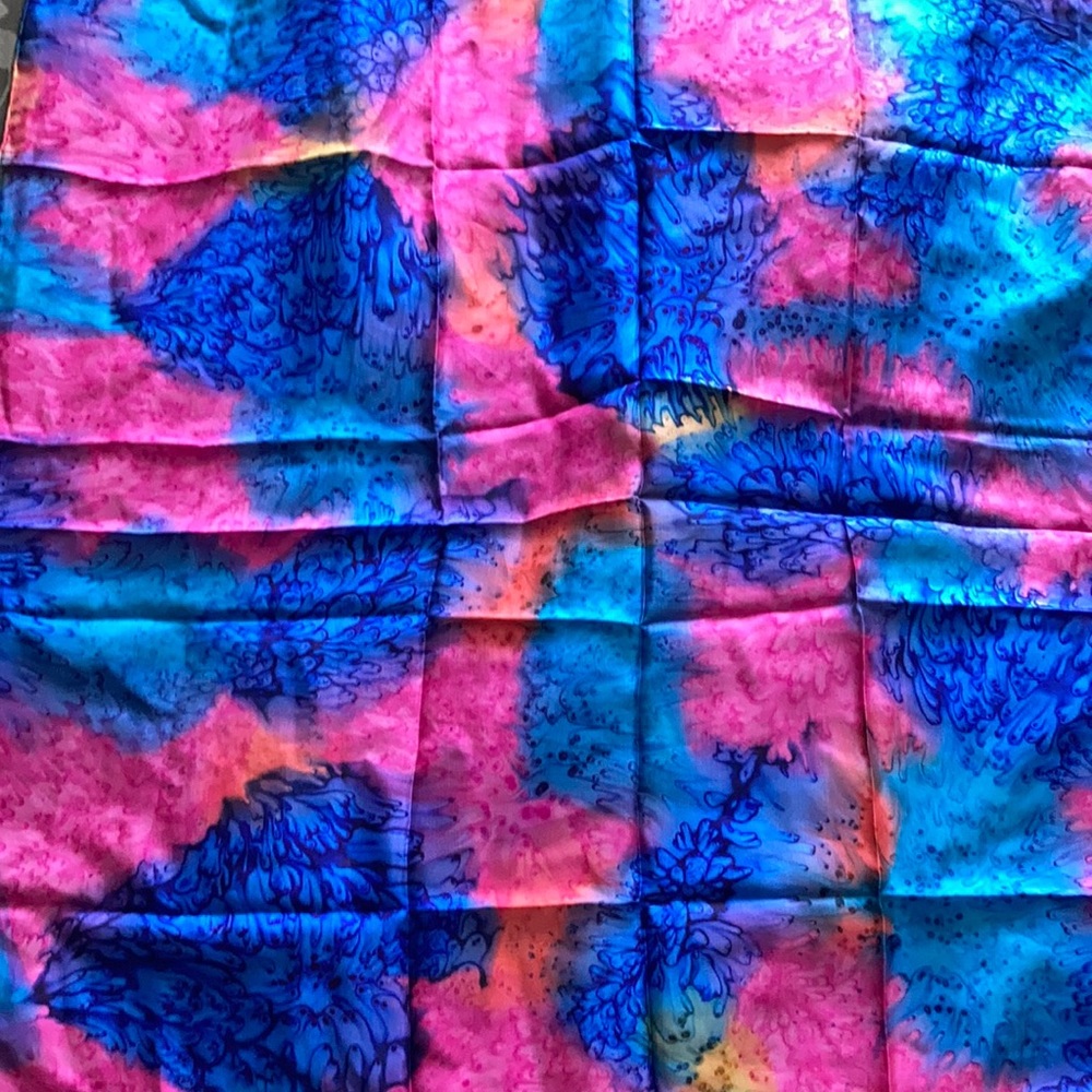 Watercolor Hand Rolled Silk Square Scarf